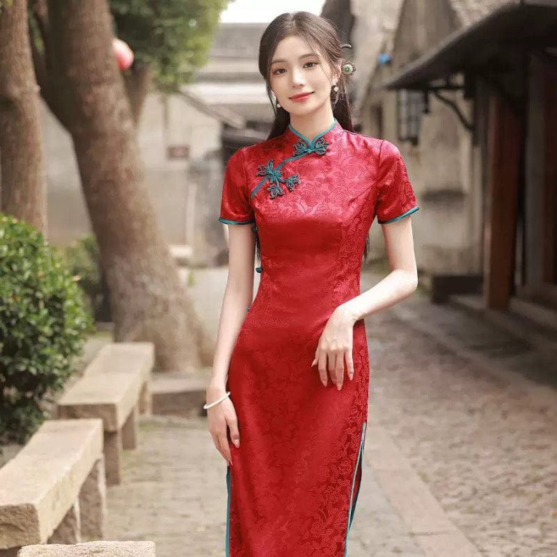 Beth and Brian Qipao-JM Old Shanghai style, floral long Cheongsam
