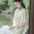 Beth and Brian Qipao-LSB Spring collection, Knit Hollow-out Qipao Shawl