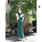 Beth and Brian Qipao-LSB Old Shanghai style, stripe pattern midi Cheongsam