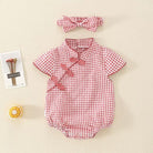 Beth and Brian Qipao-LZ Chinese outfit for baby, plaid baby Tang Jumpsuit