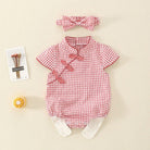 Beth and Brian Qipao-LZ Chinese outfit for baby, plaid baby Tang Jumpsuit