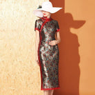 Beth and Brian Qipao-XZY Butterfly pattern, high end, green midi Cheongsam