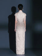 Beth and Brian Qipao-QFL Classical Cheongsam, jacquard satin fabric, long Cheongsam