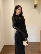 Beth and Brian Qipao-IN Water drop collar, mermaid long Cheongsam