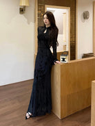 Beth and Brian Qipao-IN Water drop collar, mermaid long Cheongsam