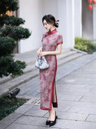 Beth and Brian Qipao-HQ Graduations Grey-red Long Cheongsam