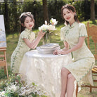 Beth and Brian Qipao-WQ Parent-child Chinese outfit, floral pattern midi Cheongsam