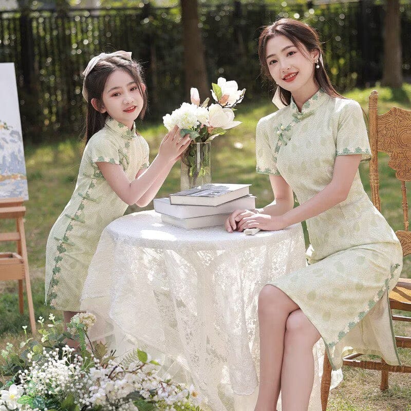 Beth and Brian Qipao-WQ Parent-child Chinese outfit, floral pattern midi Cheongsam