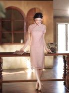 Beth and Brian Qipao-JLM Floral pattern, lace mid-length Cheongsam