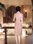 Beth and Brian Qipao-JLM Floral pattern, lace mid-length Cheongsam