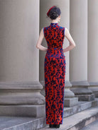 Beth and Brian Qipao-JY Sleeveless, Plus size, velvet red long Cheongsam