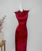 Beth and Brian Qipao-DYC Fish pattern, New Chinese style(新中式), satin long Cheongsam