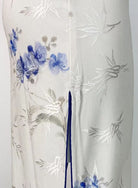 Beth and Brian Qipao-DYC Water drop collar, bamboo leaf pattern, halter long Cheongsam