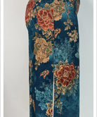 Beth and Brian Qipao-DYC Water drop collar, halter blue midi Cheongsam