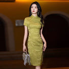 Beth and Brian Qipao-YDY Floral pattern, jacquard cotton fabric, plus size Cheongsam