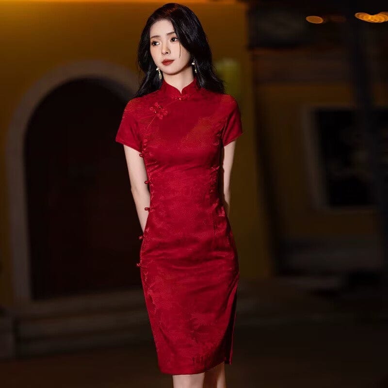 Beth and Brian Qipao-YDY Floral pattern, jacquard cotton fabric, plus size Cheongsam