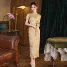 Beth and Brian Qipao-SMQ Floral pattern, jacquard satin midi Cheongsam