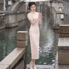 Beth and Brian Qipao-SMQ Floral pattern, lace mid-length Cheongsam
