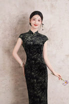 Beth and Brian Qipao-XL Spring collectionn, velvet midi Cheongsam
