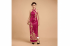 Beth and Brian Qipao-Exclusivedesigner Exclusive designer collection, Peacock embroidery, red sequins long Qipao