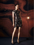 Beth and Brian Qipao - FL High-end brocade black mini Cheongsam