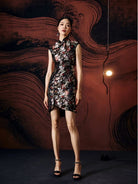 Beth and Brian Qipao - FL High-end brocade black mini Cheongsam