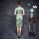 Beth and Brian Qipao-MSF Plum blossom pattern, 19 mome mulberry silk, high-end midi Cheongsam