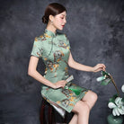 Beth and Brian Qipao-MSF Plum blossom pattern, 19 mome mulberry silk, high-end midi Cheongsam