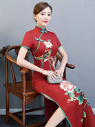 Beth and Brian Qipao-DFM Truly Extraordinary Plus size Floral long Cheongsam