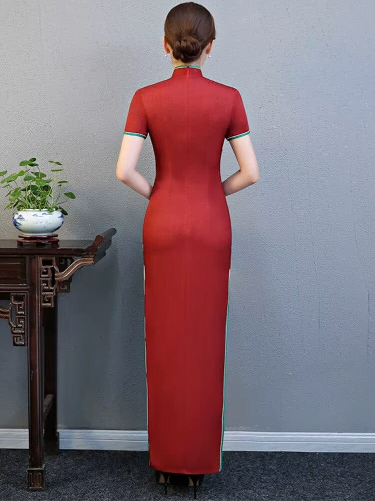 Beth and Brian Qipao-DFM Truly Extraordinary Plus size Floral long Cheongsam