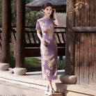 Beth and Brian Qipao-SMQ Jacquard silk, pink&purple long Cheongsam