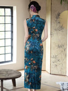 Beth and Brian Qipao-YS Spring collectionn, plum blossom pattern, velvet long Cheongsam