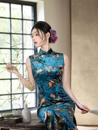 Beth and Brian Qipao-YS Spring collectionn, plum blossom pattern, velvet long Cheongsam