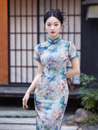 Beth and Brian Qipao-TF Butterfly pattern, brocade midi Cheongsam