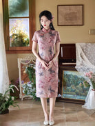 Beth and Brian Qipao-TF Butterfly pattern, brocade midi Cheongsam