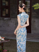 Beth and Brian Qipao-XLY Summer collection, ramie fabric, floral long Cheongsam