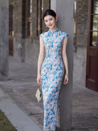 Beth and Brian Qipao-XLY Summer collection, ramie fabric, floral long Cheongsam