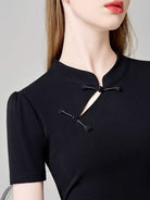 Beth and Brian Qipao-DY Oblique Placket Frog Button Qipao Top
