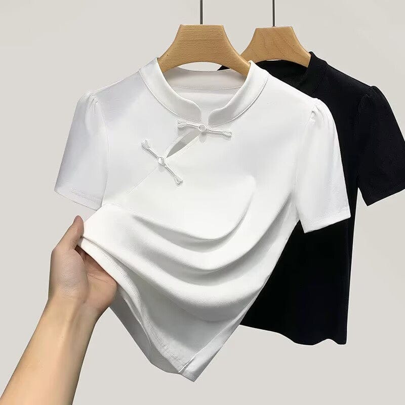 Beth and Brian Qipao-DY Oblique Placket Frog Button Qipao Top