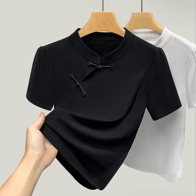 Beth and Brian Qipao-DY Oblique Placket Frog Button Qipao Top