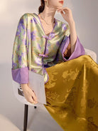 Beth and Brian Qipao-JZ Loose-Fitting, V-neck Qipao coat with flared sleeves