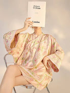 Beth and Brian Qipao-JZ Flared sleeves, floral pattern, loose-fitting pink Qipao coat