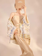 Beth and Brian Qipao-JZ Loose-Fitting Qipao Coat, V-neck, champagne Qipao Top with flared sleeves