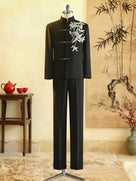 Beth and Brian Qipao-GXS High-end, Gold bamboo leaf embroidery, Men's Chinese Tang Suit Jacket and Pants
