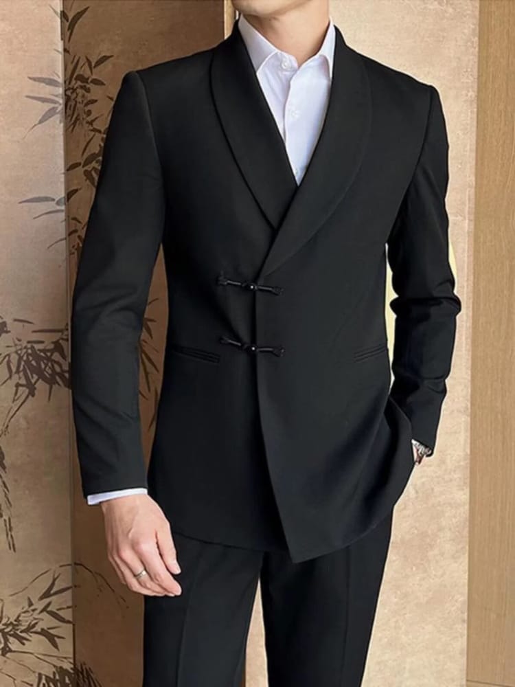Beth and Brian Qipao-HFX Chinese Style Button Knot Evening Suit Set