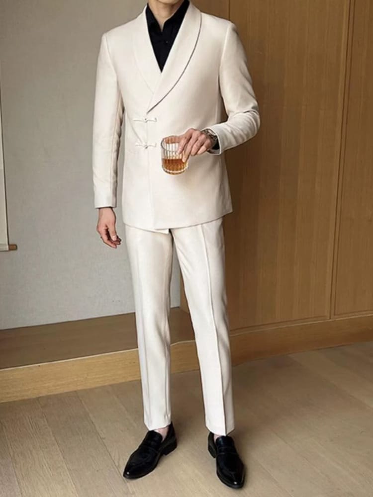 Beth and Brian Qipao-HFX Chinese Style Button Knot Evening Suit Set