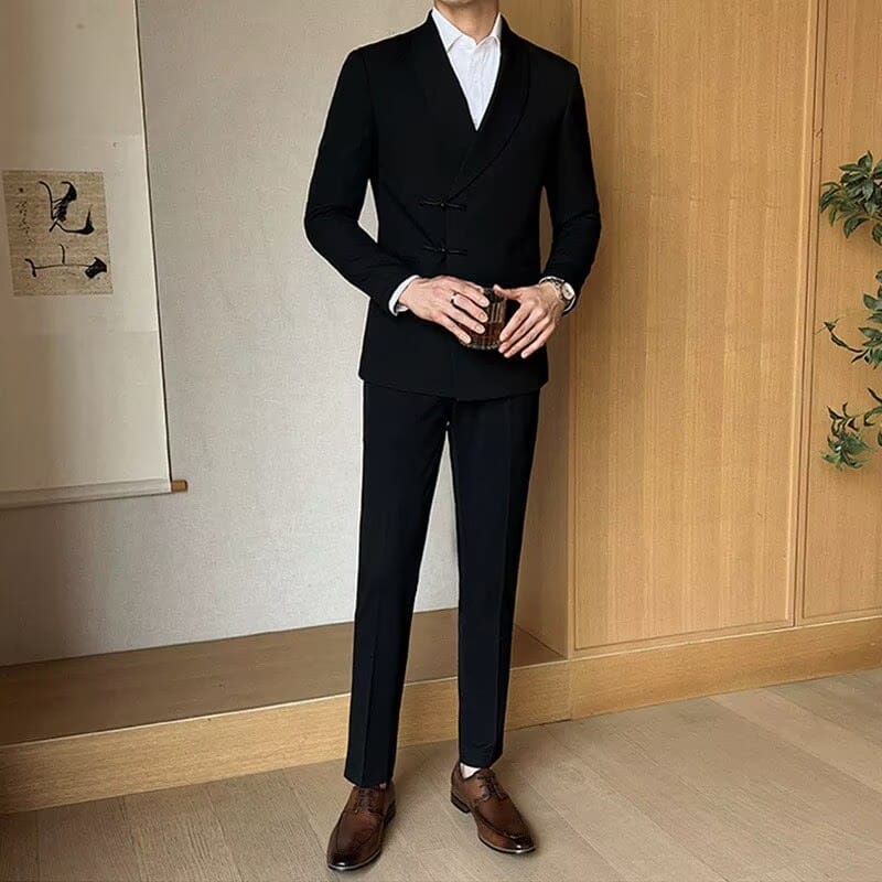 Beth and Brian Qipao-HFX Chinese Style Button Knot Evening Suit Set