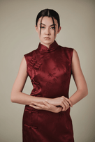 Beth and Brian Qipao-Exclusivedesigner Exclusive designer collection, bamboo satin long Qipao
