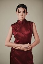 Beth and Brian Qipao-Exclusivedesigner Exclusive designer collection, bamboo satin long Qipao