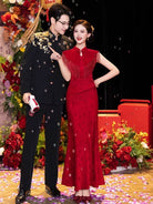 BethandBrianQipao-HLD Wedding long Cheongsam with shawl set